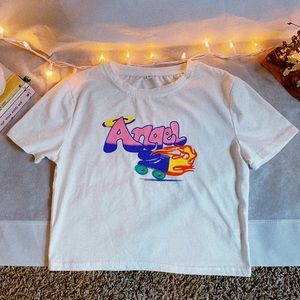 angel with roller skate tee